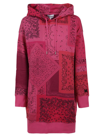Kenzo Pink Bandana-print Cotton Sweatshirt Dress In Fuchsia
