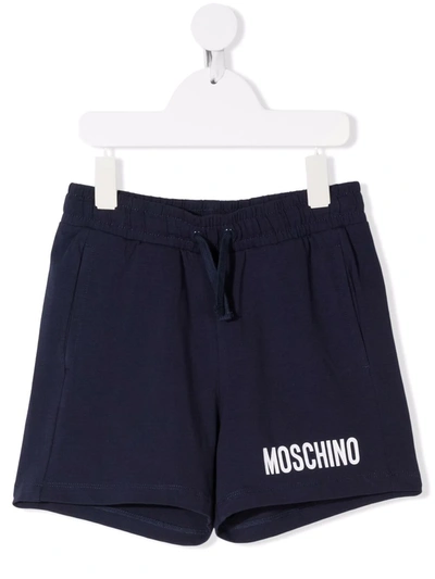 Moschino Kids' Logo-print Shorts In Blu