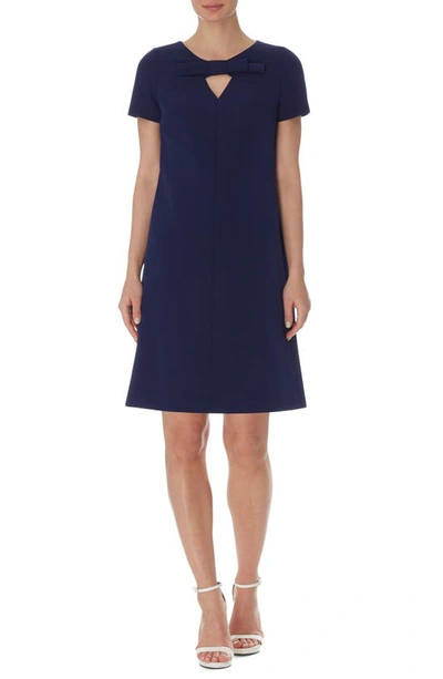 Anne Klein Keyhole Bow Front Shift Dress In Anne Navy