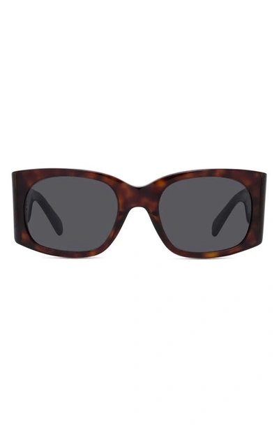Celine Triomphe 54mm Oversize Rectangular Sunglasses In Dark Havana / Smoke