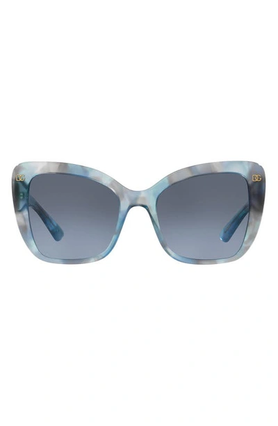 Dolce & Gabbana 54mm Gradient Butterfly Sunglasses In Havana Blue/ Blue Grey