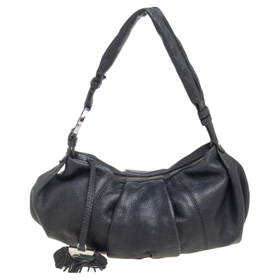 Pre-owned Lancel Black Pleated Leather Hobo