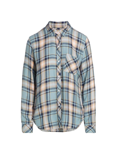 Rails Hunter Button-front Plaid Shirt - Teal Peach Navy In Teal Peach Navy