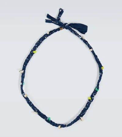 Alanui Bandana Necklace With Beads And Shells In Light Blue