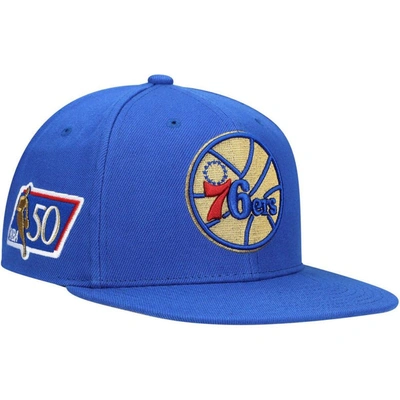 Mitchell & Ness Men's  Royal Philadelphia 76ers 50th Anniversary Snapback Hat