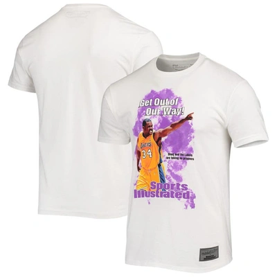 Mitchell & Ness Men's  X Sports Illustrated Shaquille O'neal White Los Angeles Lakers Player T-shirt