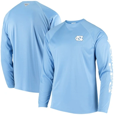 Columbia Pfg Light Blue North Carolina Tar Heels Terminal Tackle Omni-shade Long Sleeve T-shirt