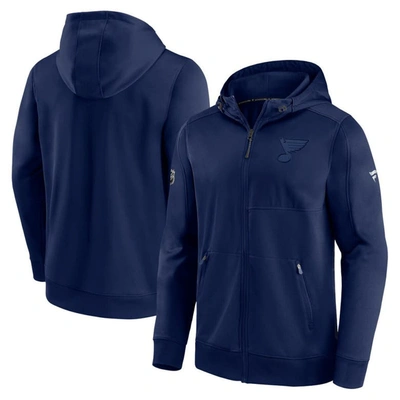 Fanatics Men's  Branded Navy St. Louis Blues Authentic Pro Travel And Training Full-zip Hoodie