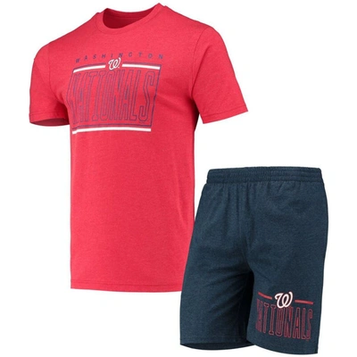 Concepts Sport Men's  Navy, Red Washington Nationals Meter T-shirt And Shorts Sleep Set In Navy,red