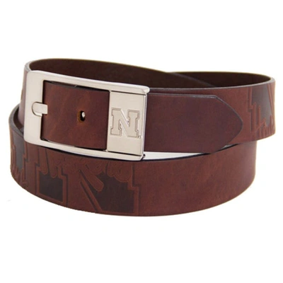 Eagles Wings Nebraska Huskers Brandish Leather Belt In Brown