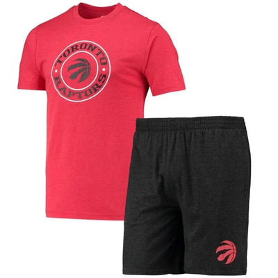 Concepts Sport Men's  Black, Red Toronto Raptors T-shirt And Shorts Sleep Set In Black,red