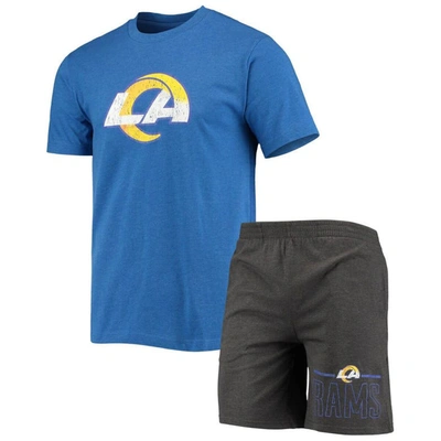 Concepts Sport Men's  Royal, Charcoal Los Angeles Rams Meter T-shirt And Shorts Sleep Set In Royal,charcoal