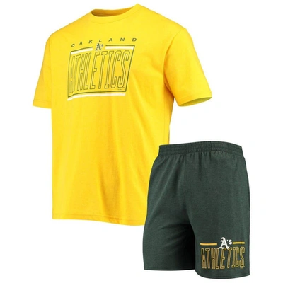 Concepts Sport Men's  Green, Gold Oakland Athletics Meter T-shirt And Shorts Sleep Set In Green,gold