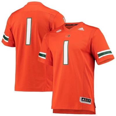 Adidas Originals Adidas #1 Orange Miami Hurricanes Team Premier Football Jersey
