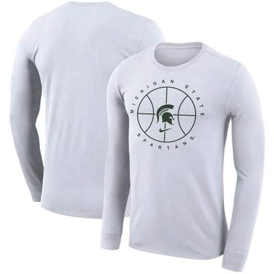 Nike White Michigan State Spartans Basketball Icon Legend Performance Long Sleeve T-shirt