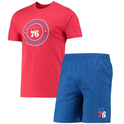 Concepts Sport Men's  Royal, Red Philadelphia 76ers T-shirt And Shorts Sleep Set In Royal,red