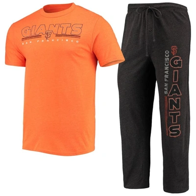 Concepts Sport Men's  Black, Orange San Francisco Giants Meter T-shirt And Pants Sleep Set In Black,orange