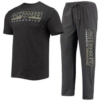 Concepts Sport Heathered Charcoal/black Vanderbilt Commodores Meter T-shirt & Pants Sleep Set In Heather Charcoal