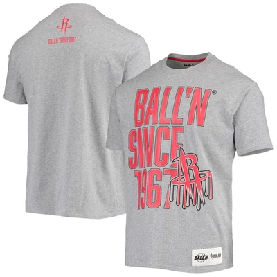 Ball-n Ball'n Heathered Grey Houston Rockets Since 1967 T-shirt In Heather Grey