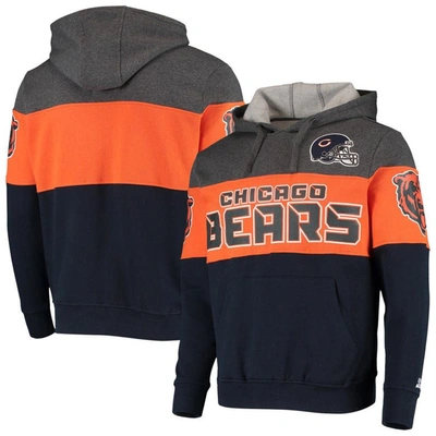 Starter Men's Heathered Gray, Orange Chicago Bears Extreme Fireballer Pullover Hoodie In Heathered Gray,orange