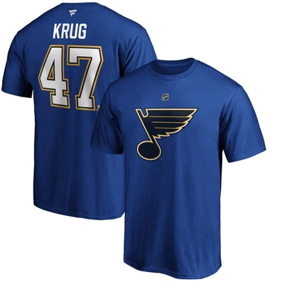Fanatics Branded Torey Krug Blue St. Louis Blues Authentic Stack Name & Number T-shirt