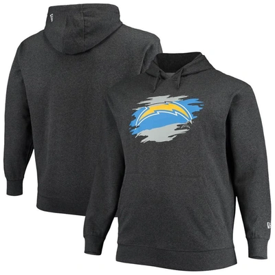 New Era Men's  Charcoal Los Angeles Chargers Big And Tall Primary Logo Pullover Hoodie