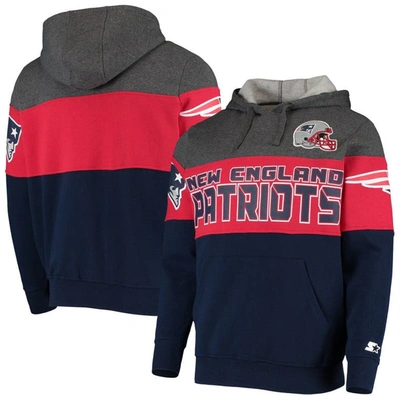 Starter Men's Heathered Gray, Red New England Patriots Extreme Fireballer Pullover Hoodie In Heathered Gray,red