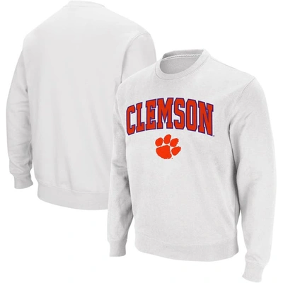 Colosseum Men's White Clemson Tigers Arch Logo Crew Neck Sweatshirt