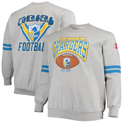 Mitchell & Ness Men's  Heathered Gray Los Angeles Chargers Big And Tall Allover Print Pullover Sweats