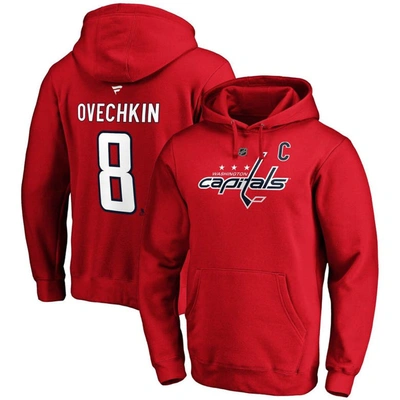 Fanatics Men's Alexander Ovechkin Red Washington Capitals Authentic Stack Player Name And Number Pullover Hoo