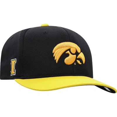 Top Of The World Men's  Black, Gold Iowa Hawkeyes Two-tone Reflex Hybrid Tech Flex Hat In Black,gold