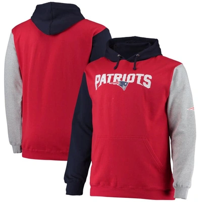Profile Navy/red New England Patriots Big & Tall Pullover Hoodie