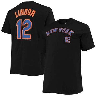 Profile Francisco Lindor Black New York Mets Big & Tall Name & Number T-shirt