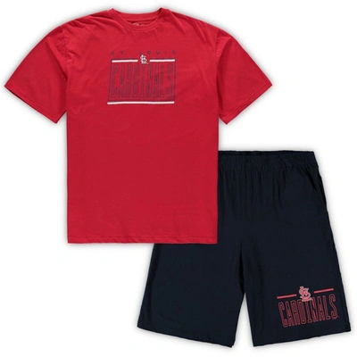 Concepts Sport Men's  Red, Navy St. Louis Cardinals Big And Tall T-shirt And Shorts Sleep Set In Red,navy