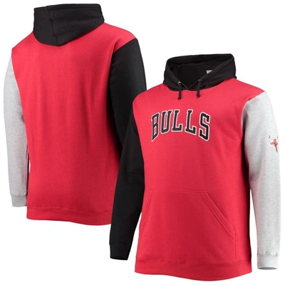 Fanatics Branded Red/black Chicago Bulls Big & Tall Double Contrast Pullover Hoodie