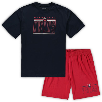 Concepts Sport Men's  Navy, Red Minnesota Twins Big And Tall T-shirt And Shorts Sleep Set In Navy,red
