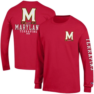 Champion Red Maryland Terrapins Team Stack Long Sleeve T-shirt