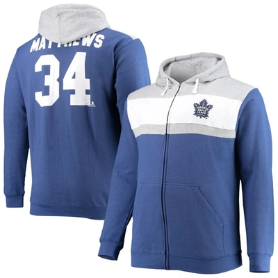 Profile Men's  Auston Matthews Blue Toronto Maple Leafs Big And Tall Colorblock Full-zip Hoodie