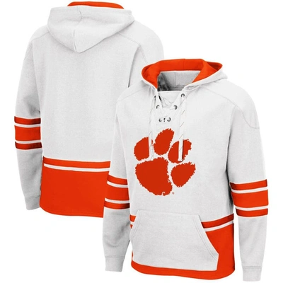 Colosseum White Clemson Tigers Lace Up 3.0 Pullover Hoodie