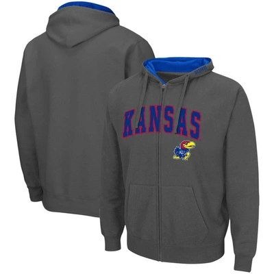 Colosseum Men's  Charcoal Kansas Jayhawks Arch Logo 3.0 Full-zip Hoodie