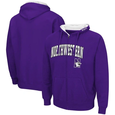 Colosseum Men's  Purple Northwestern Wildcats Arch & Logo 3.0 Full-zip Hoodie