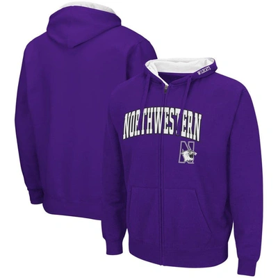Colosseum Men's Northwestern Wildcats Arch & Logo 3.0 Full-zip Hoodie In Purple