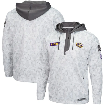 Colosseum Arctic Camo Lsu Tigers Oht Military Appreciation Quarter-zip Hoodie