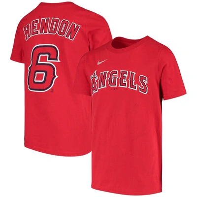 Nike Kids' Youth  Anthony Rendon Red Los Angeles Angels Name & Number T-shirt
