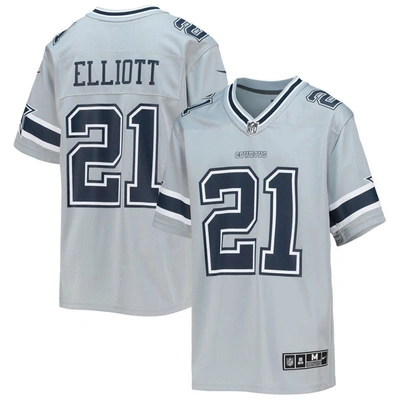 Nike Kids' Youth  Ezekiel Elliott Silver Dallas Cowboys Inverted Team Game Jersey In Grey