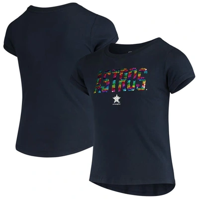 New Era Kids' Girls Youth  Navy Houston Astros Flip Sequin T-shirt
