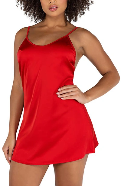 Roma Confidential Satin Chemise In Red