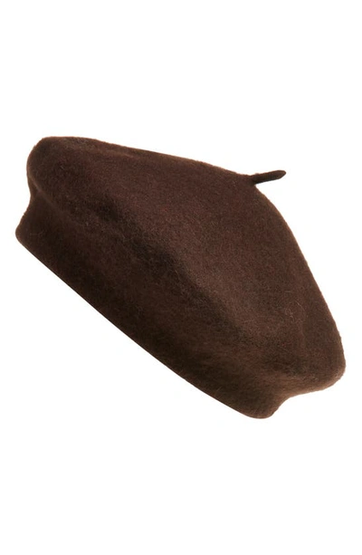 Nordstrom Wool Blend Beret In Brown Coffee