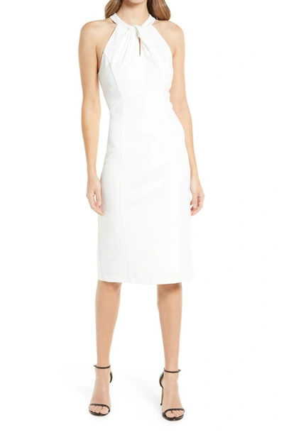 Julia Jordan Twist Neck Sheath Dress In White