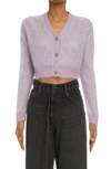 Acne Studios Kodilia Crop Mohair Blend Cardigan In Purple